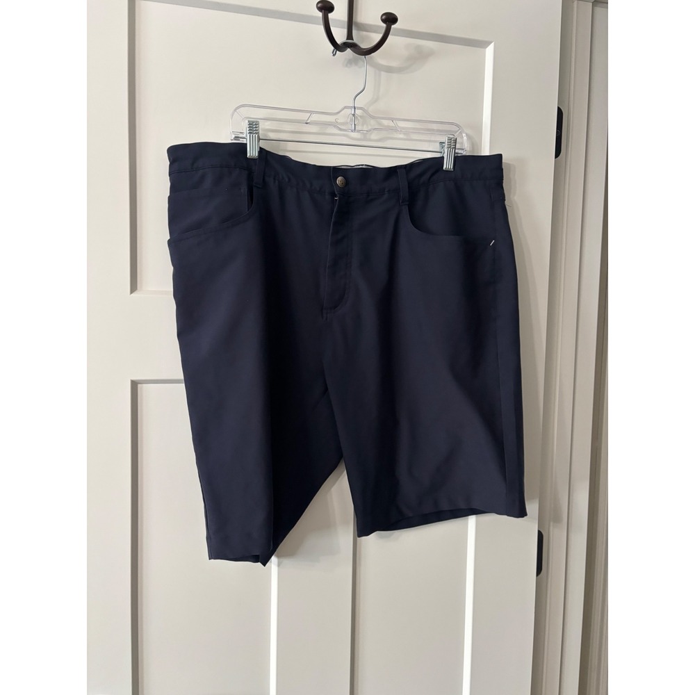 Footjoy Mens Golf Shorts Navy Blue FJ Logo Size W40 Polyester Spandex Stretch‎